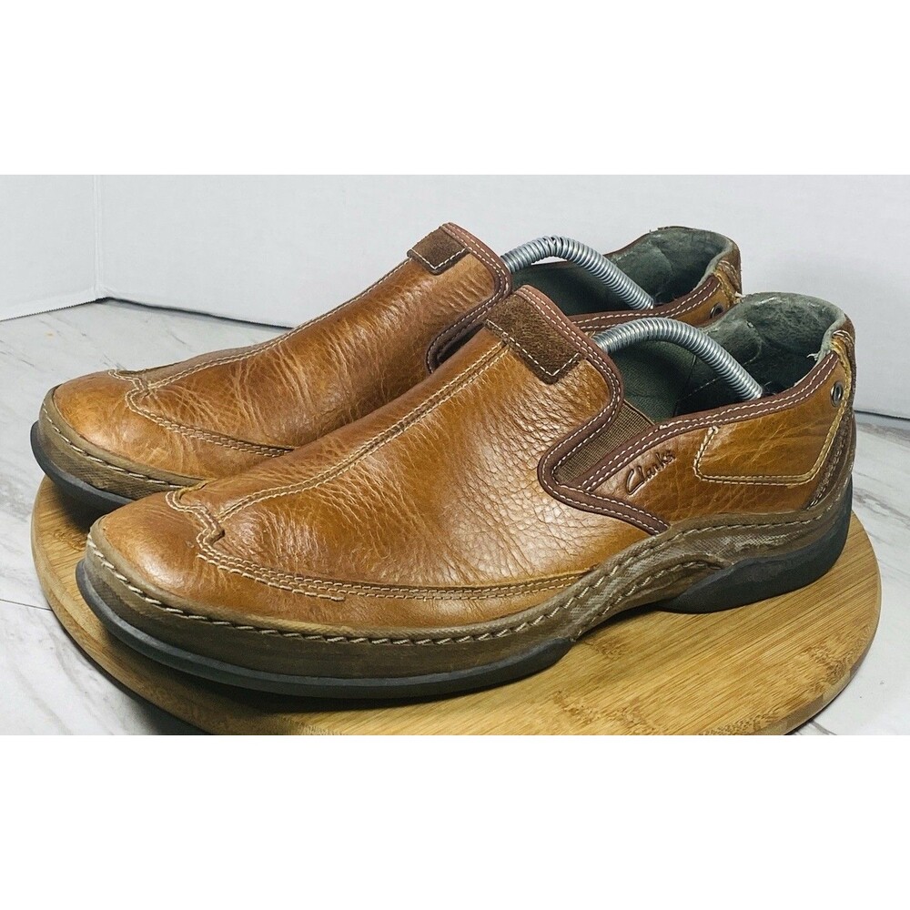 Clarks Loafer Brown Leather Slip On Comfort Dress Shoes Size 12M. 78691